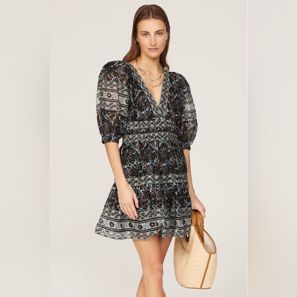 NWT $395 Sea New York Marlee Printed Puff Sleeve Mini Dress